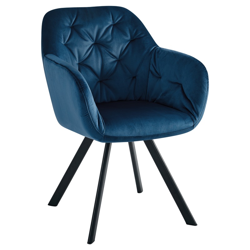 Buy DukeLiving Soho Tufted Velvet Carver Dining Chair (Navy Blue) MyDeal