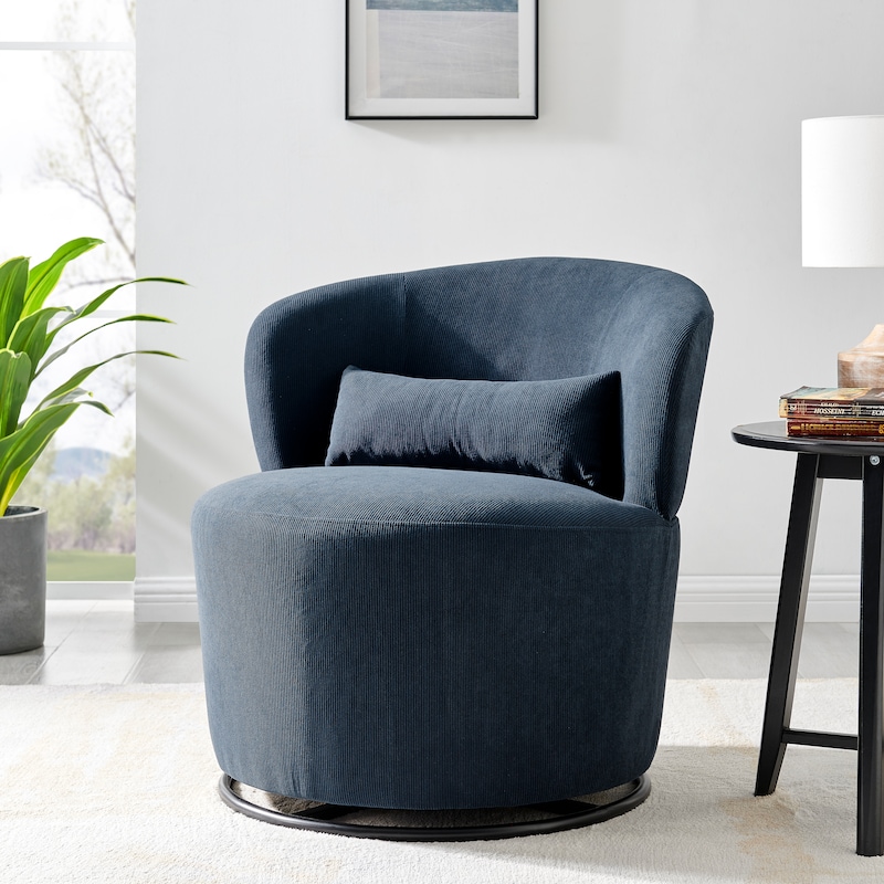 DukeLiving Swell Corduroy Swivel Accent Chair (Navy) - MyDeal's Black ...