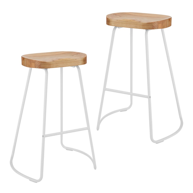 Wood stool 2025 white legs