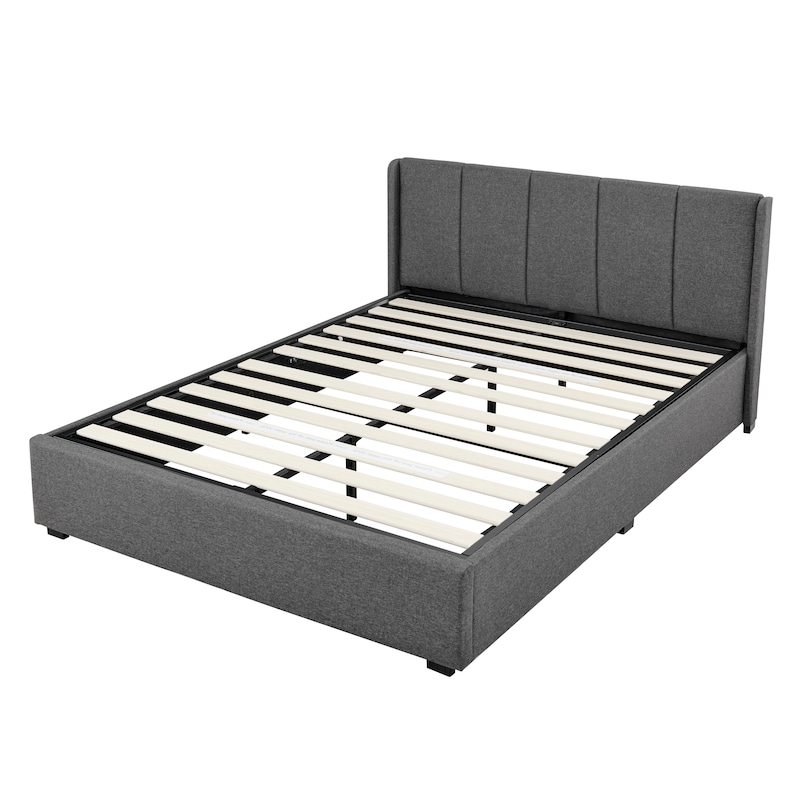 DukeLiving Westlake Upholstered Gas Lift Vertical Channel Storage Bed