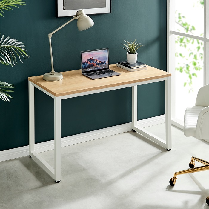 ErgoDuke 140cm Aspen Modern Office Desk (Black, White, Natural) MyDeal