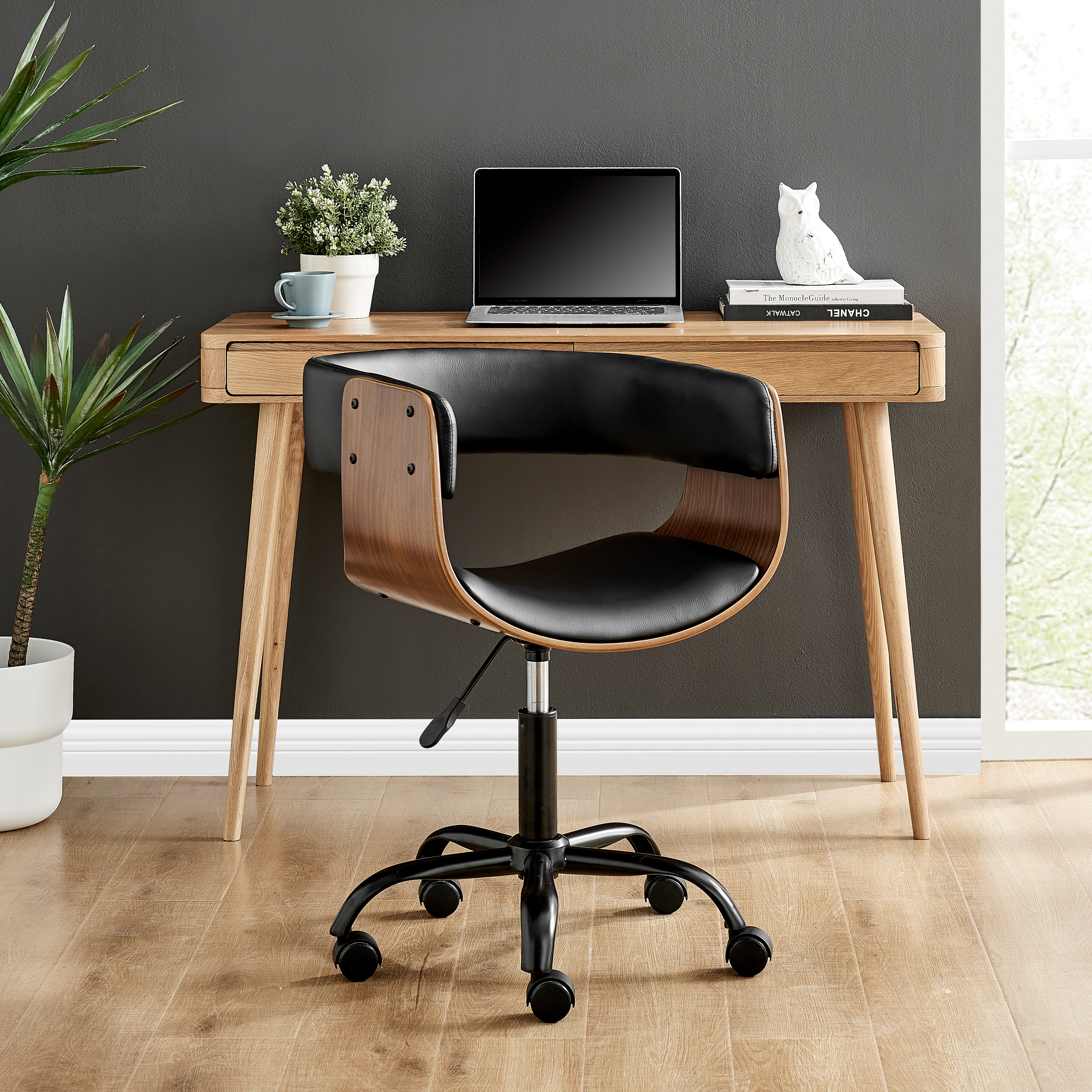 Curved wood office discount chair