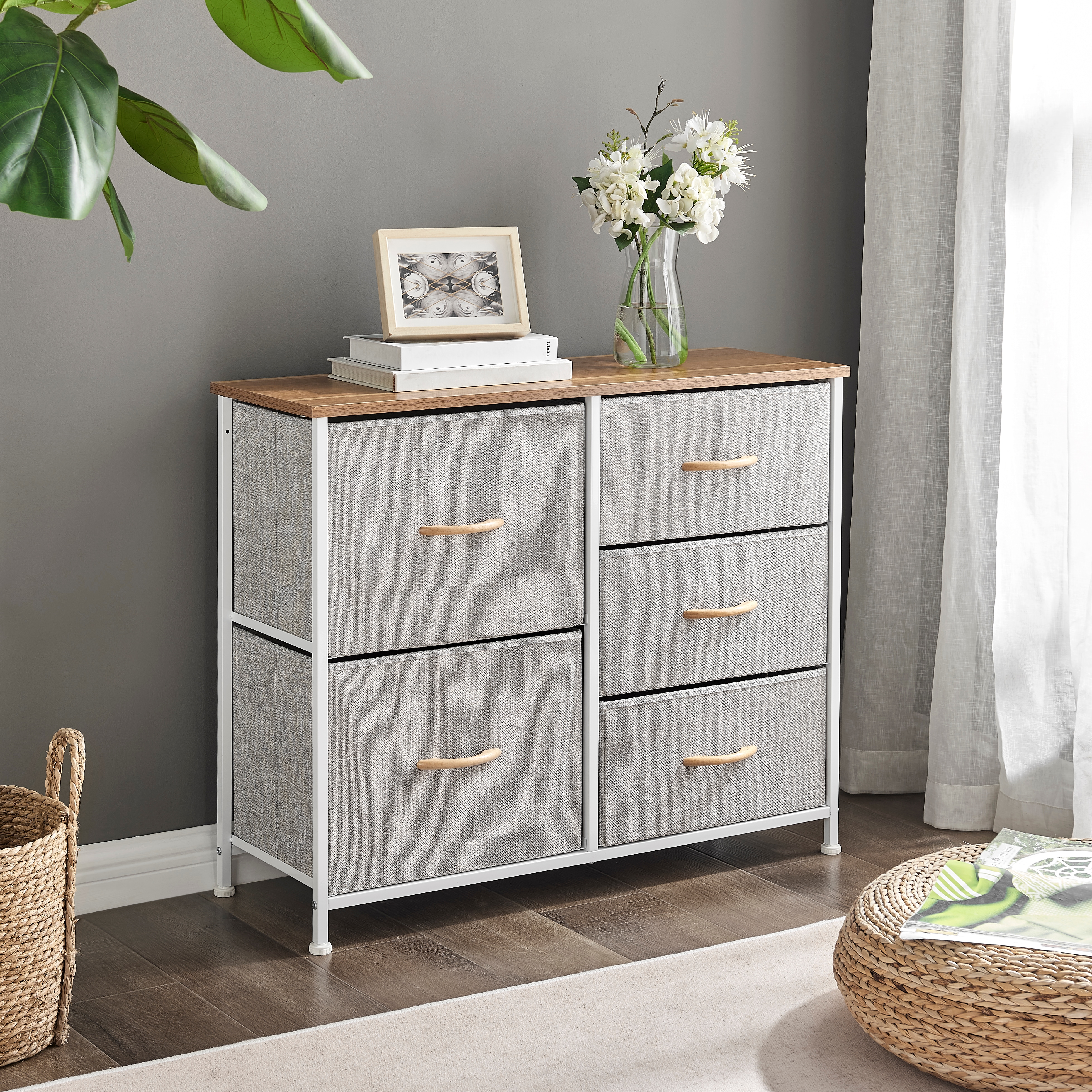 5 drawer store dresser grey