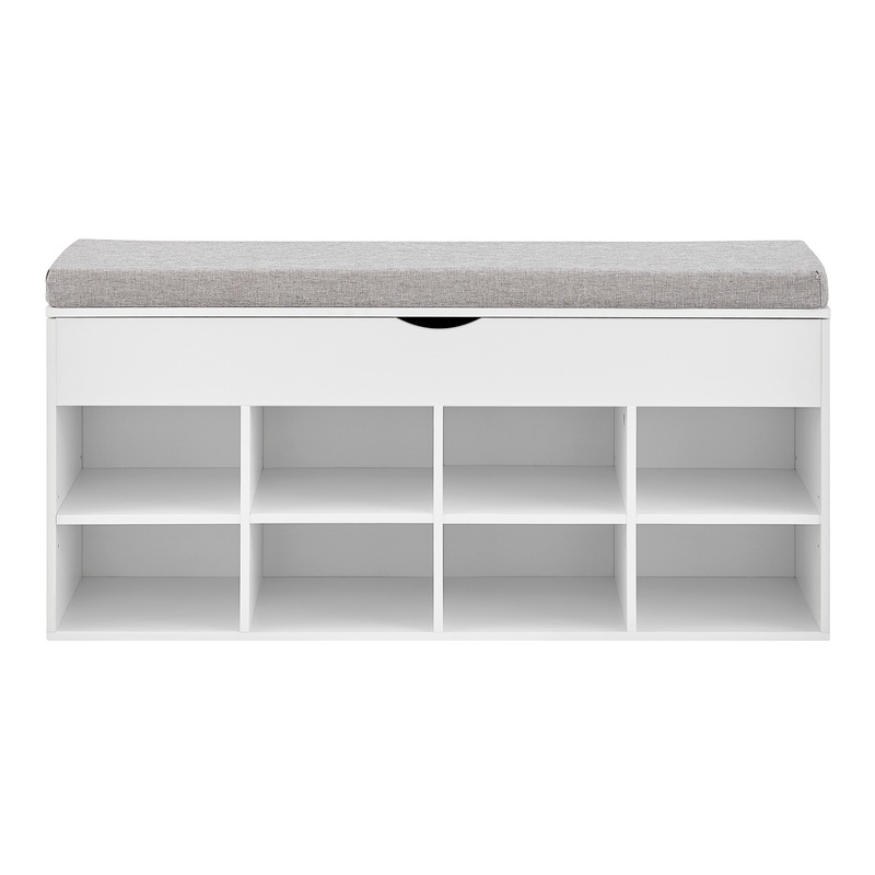 Buy Furnic Cushioned Flip Top 8 Cube Shoe Storage Bench (White & Grey