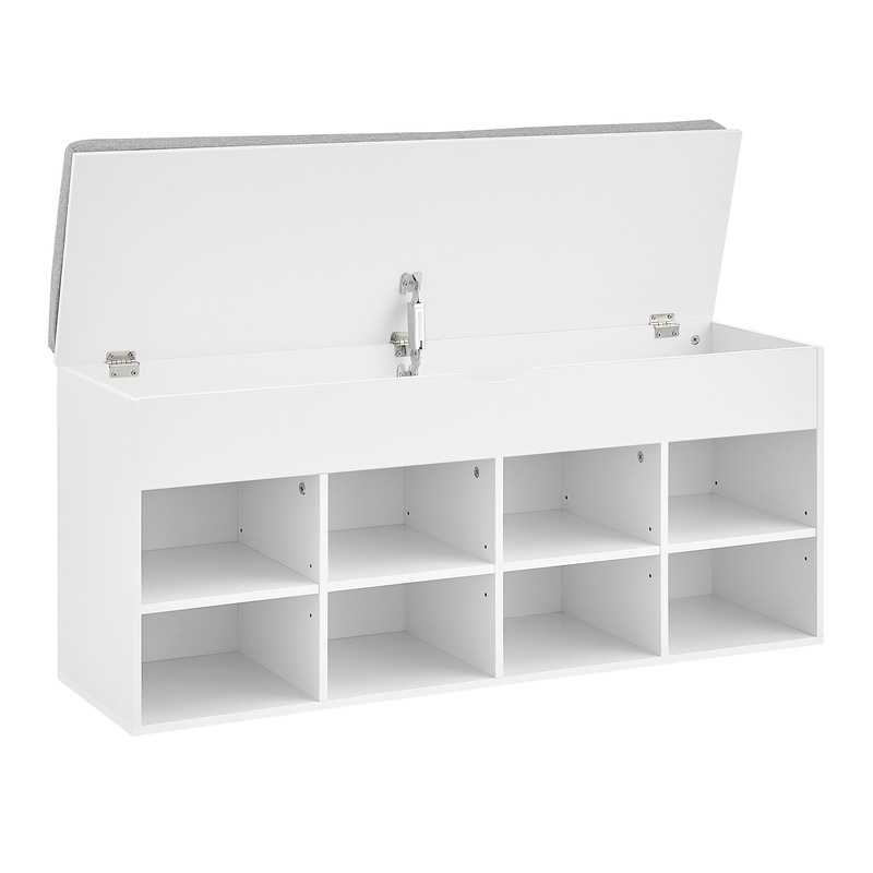 Buy Furnic Cushioned Flip Top 8 Cube Shoe Storage Bench (White & Grey