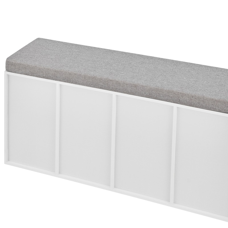 Buy Furnic Cushioned Top 10 Cube Shoe Storage Bench (white & Grey) - Mydeal