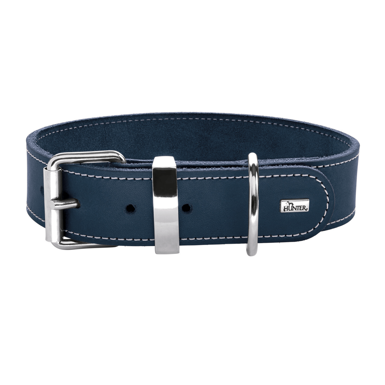 Hunter Aalborg Special Leather Dog Collar, Dark Blue