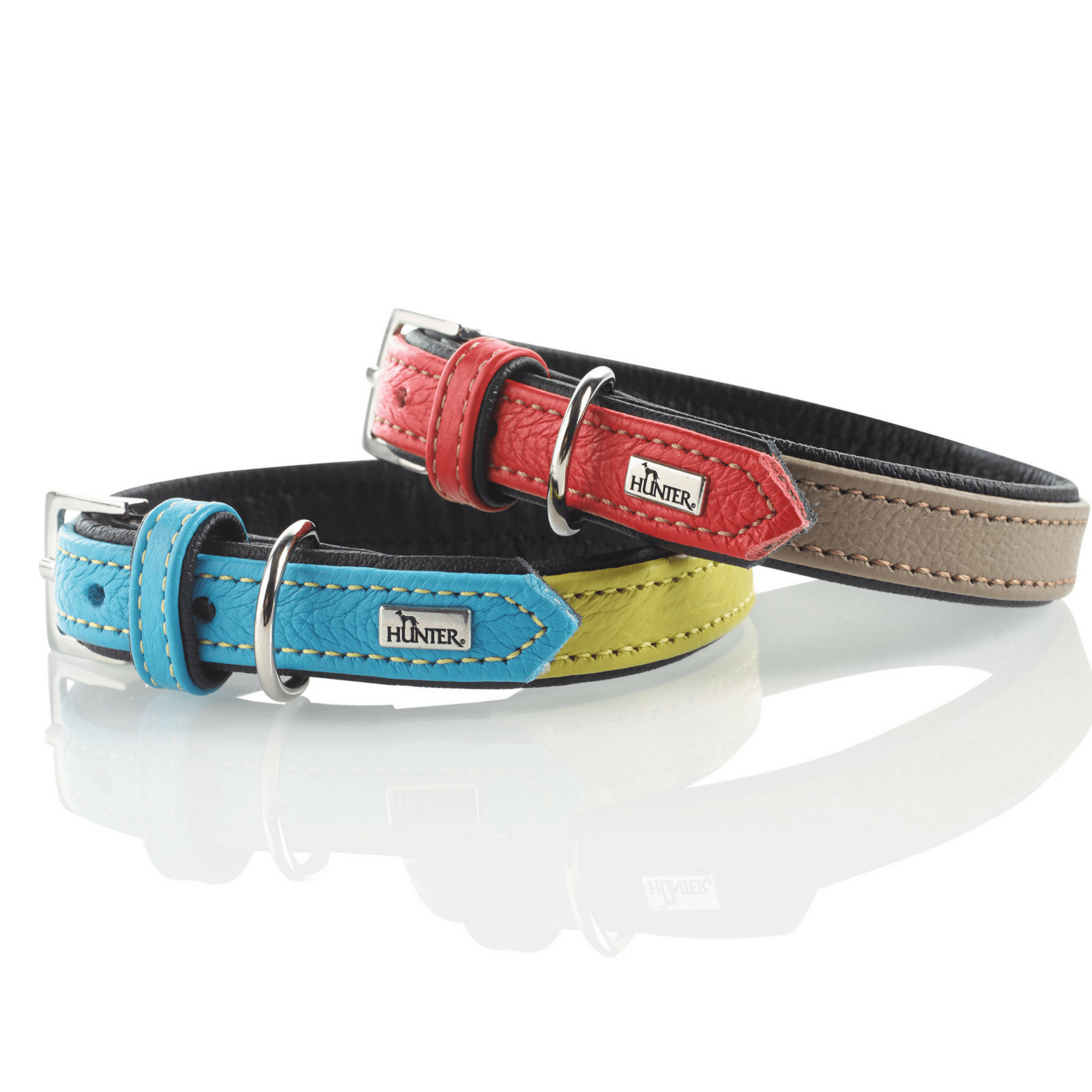 Hunter Capri Duo Colour Leather Dog Collar, Small to Medium Breeds