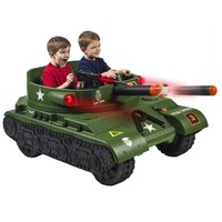Thunder Tank Electric Ride On With Working Cannon and Rotating Turret 24 Volt