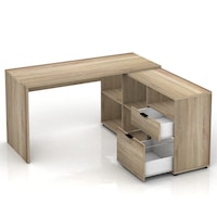 2 Drawer 5 Storage Executive Desk Home Office Computer Table Cabinet Oak