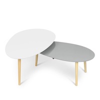 2 Piece Nest Of Coffee Table Sets Side Bedside Wood Grey White