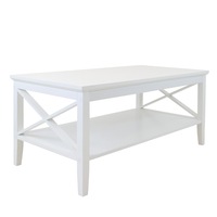 2 Tier Coffee Table White Wooden Storage Shelf Home Office Living Room Furniture