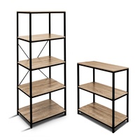 3/5 Tier Display Bookshelf Open Shelving Book Rack Bookcase Storage Oak