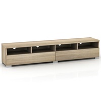 4 Compartments 2 Drawers Entertainment Unit TV Stand Oak Color