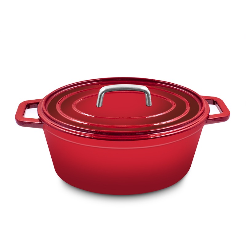 Buy ALPEN 6.5L Cast Iron Roaster Oval Enameled Dutch Oven 31x23.5cm Red