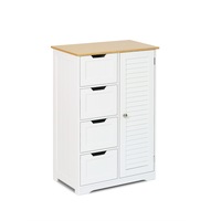 Storage Cabinet Chest of 4 Drawers Multipurpose Cupboard Orgainzer White Wooden