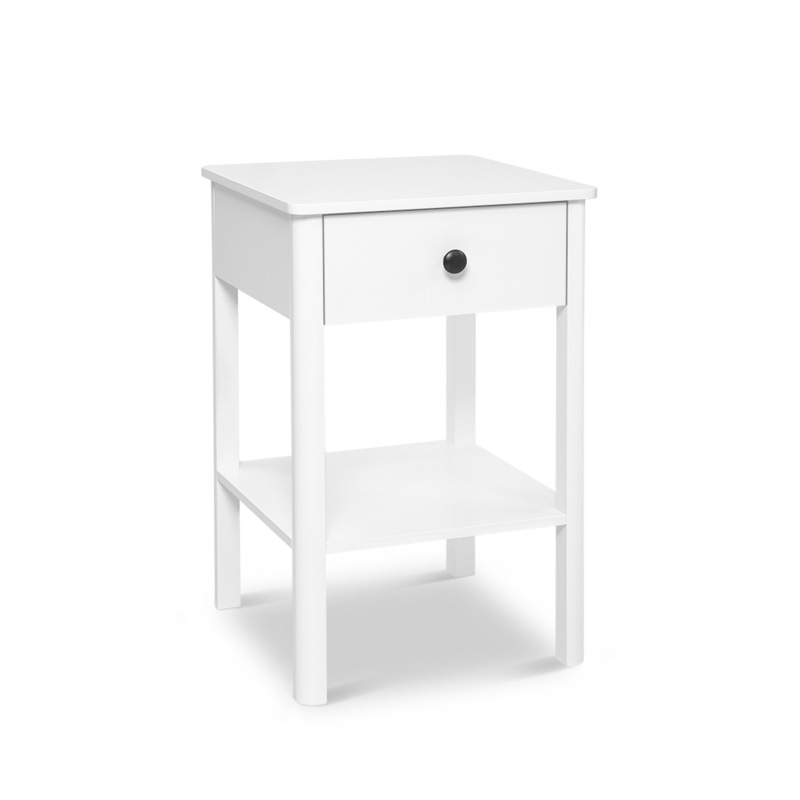 Buy Bedside Table White Display Shelf 1 Drawer Lamp Table Nightstand