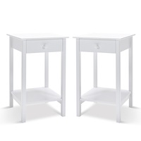 End Side Bedside Table White Nightstand w/ Drawer Modern Living Room Bedroom