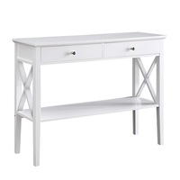 Hallway Console Table White Hall Entry Display Stand w/ Storage Drawers Sideboar