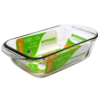 New Kitchen Classics Glass Loaf Pan Tray 1.5L Oven Safe 