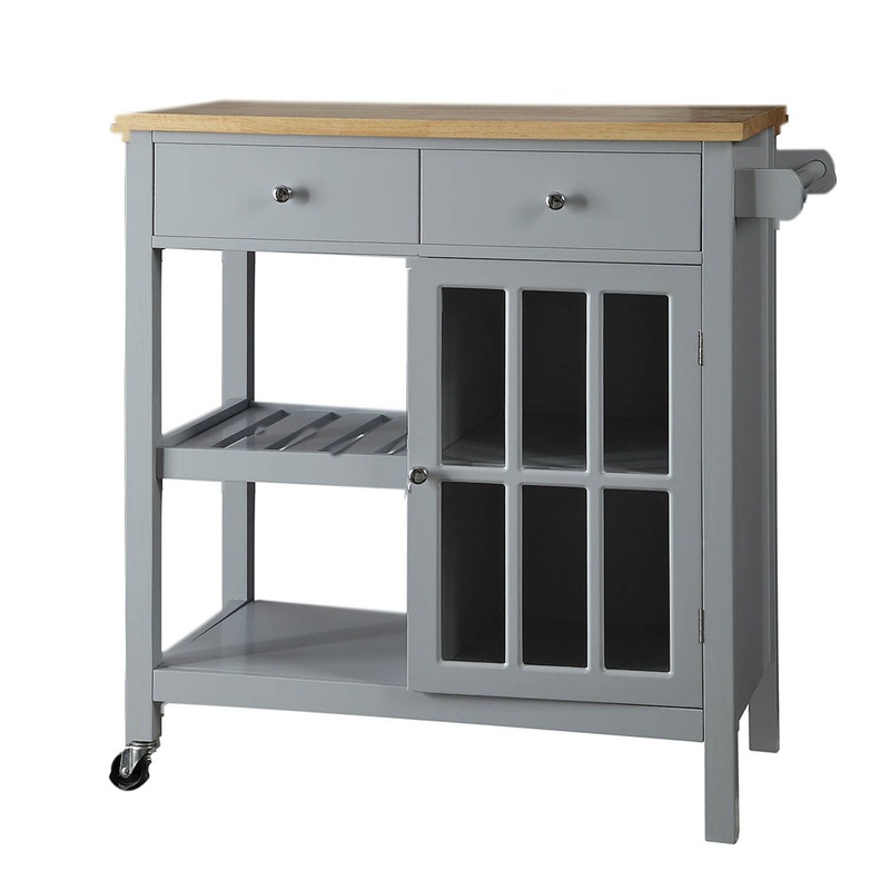 Buy Montauk Kitchen Trolley 2 Drawer 1 Door Grey - MyDeal