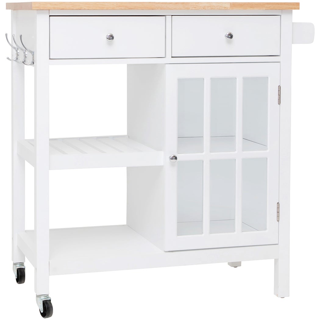 New Wooden Kitchen Utility Trolley Cart Drawer Shelves Cabinet Rack White New