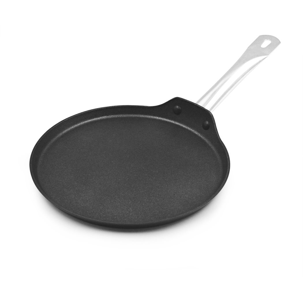 Non-stick Crepe Pan Pancake Tawa Omelet Stainless Steel Handle Induction 28cm