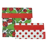 Sachi Set of 2 Lunch Pockets Sandwich Snack Bread Reusable Lady Bug