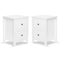 Set of 2 Bedside Table Drawers Nightstand Lamp Side Unit Timber Storage Cabinet