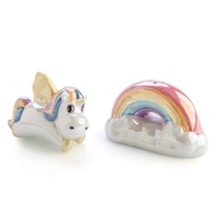 Unicorn with Rainbow Salt and Pepper Mill Set Shakers Mini Spice Holder