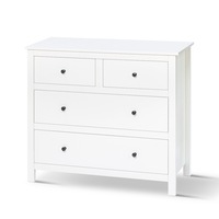 White 4 Chest of Drawers Timber Storage Cabinet Organiser Bedroom Furniture