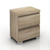 Wooden Bedside Table 2 Drawer Retro Cabinet Unit Bedroom Home Furniture Oak