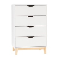 Wooden Chest of 4 Drawer Scandinavia Tallboy Storage Cabinet Organizer