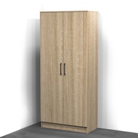 Wooden Cupboard 2 Doors Laundry Kitchen Pantry Broom Cabinet Storage Oak
