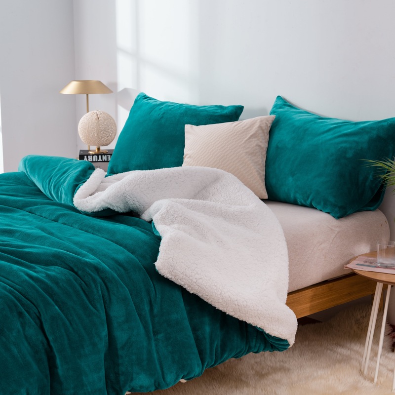 Buy 2 in 1 Microplush Soft Teddy Sherpa Duvet Cover Set and Blanket