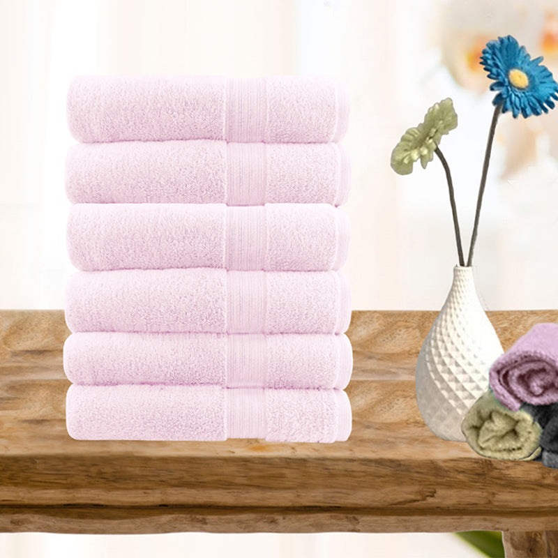 Softouch 6 Piece Ultra Light 500GSM Soft Cotton Hand Towel in Baby Pink | Buy Towels - 689336 pink and white hand towels