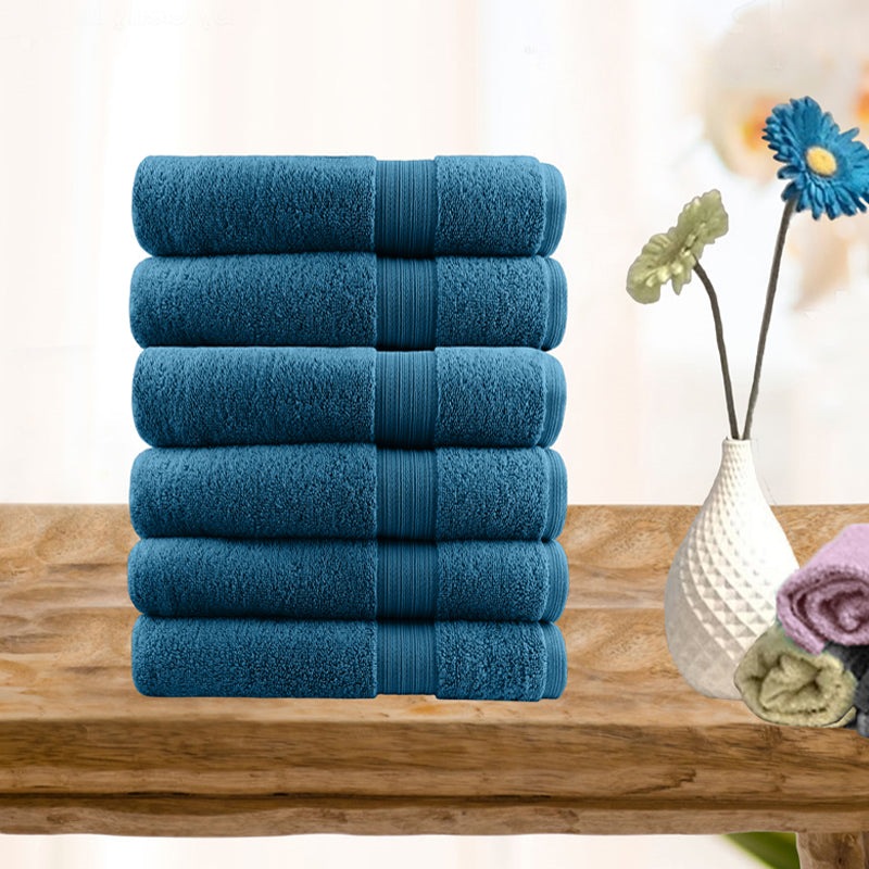 6 Piece UltraLight Cotton Hand Towels in Teal Buy Towels 689337
