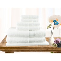 7 Piece Ultra-Light Cotton Bath Towel in White