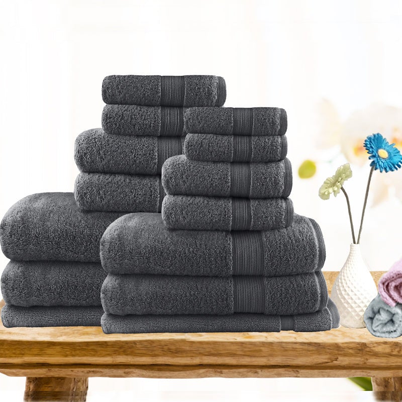 CHARCOAL 500 GSM EGYPTIAN COTTON TOWELS GREY SLATE LUXURY COMBED COTTON 