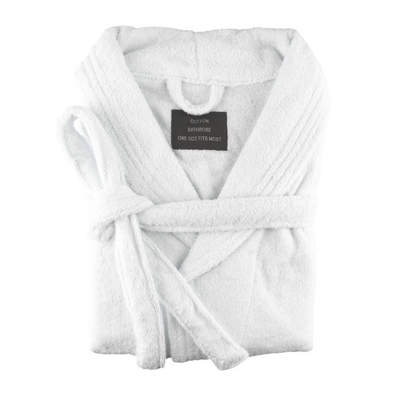 XLarge Size Egyptian Cotton Terry Toweling Bathrobe White