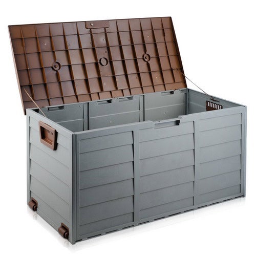 290L Plastic Outdoor Storage Box (Brown/Grey)