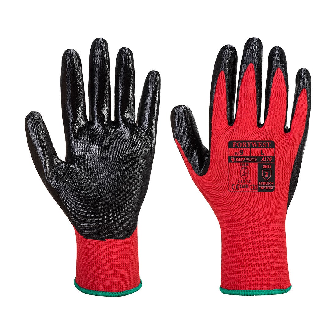 Flexo Grip Nitrile Safety Gloves Red/Black 12 Pairs