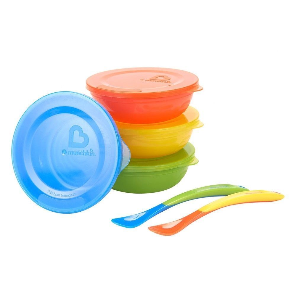 Munchkin Baby Toddler Love A Bowls 10 Piece Set - 4 Bowls With Lids & 2 Spoons