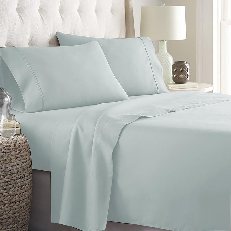 Buy 1500TC Egyptian Cotton Fitted Full Sheet Set in Light Blue MyDeal