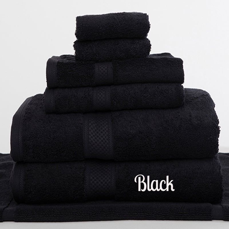 7 Pieces Egyptian Cotton Bath Towel Set 650GSM Black
