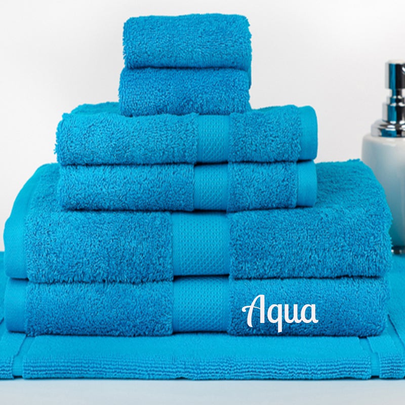 Brand New 7 Pieces 100% Cotton Bath Sheet Set Aqua