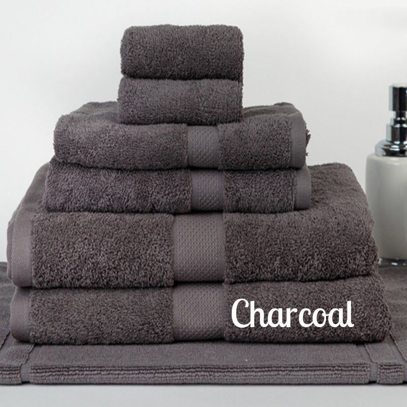 Brand New 7 Pieces 100% Cotton Bath Sheet Set Charcoal
