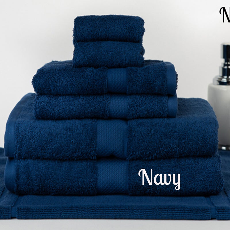 Brand New 7 Pieces 100% Cotton Bath Sheet Set Navy