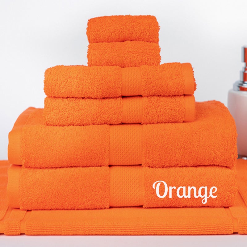 Brand New 7 Pieces 100% Cotton Bath Sheet Set Orange