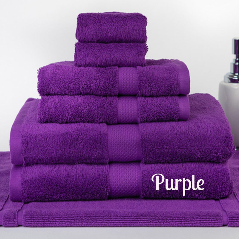 Brand New 7 Pieces 100% Cotton Bath Sheet Set Purple